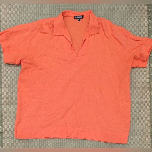 Ilana Kohn Tops - Ilana Kohn Pullover Linen/Cotton Shirt Orange Women's Size XL Made in USA